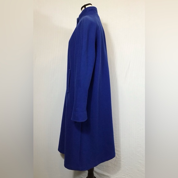 Vintage Komitor Womens Oversized Wool Trench Coat Size 8 Long Overcoat Twee Blue - Picture 7 of 16